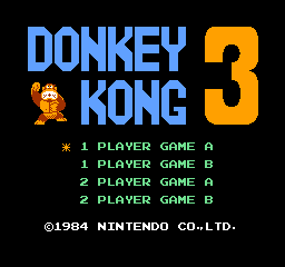 Donkey Kong 3 title screen for NES